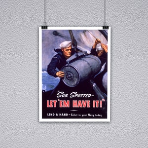 Let &#39;Em Have It Vintage Navy Poster Print