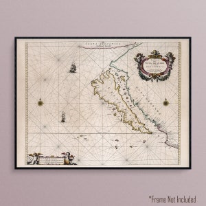 Vintage Map from 1666 Showing the Island of California Historic Art Poster Print