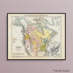 Ethnographic Map of North America, Showing Native American Tribal Territories, Historic Map Poster Print image 1