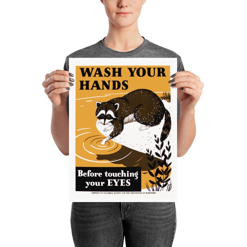 Wash Your Hands Before Touching Your Eyes Vintage Safety Poster Print image 3