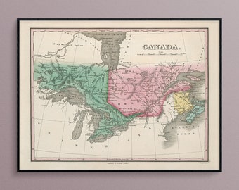 Map of Canada in 1827, Historic Art Poster Print