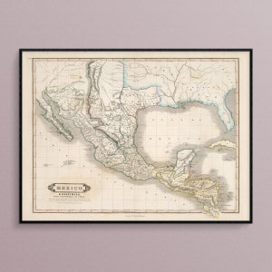 Mapa de México y Guatemala, con la República de Texas, de 1841, Impresión de Cartel de Arte Histórico