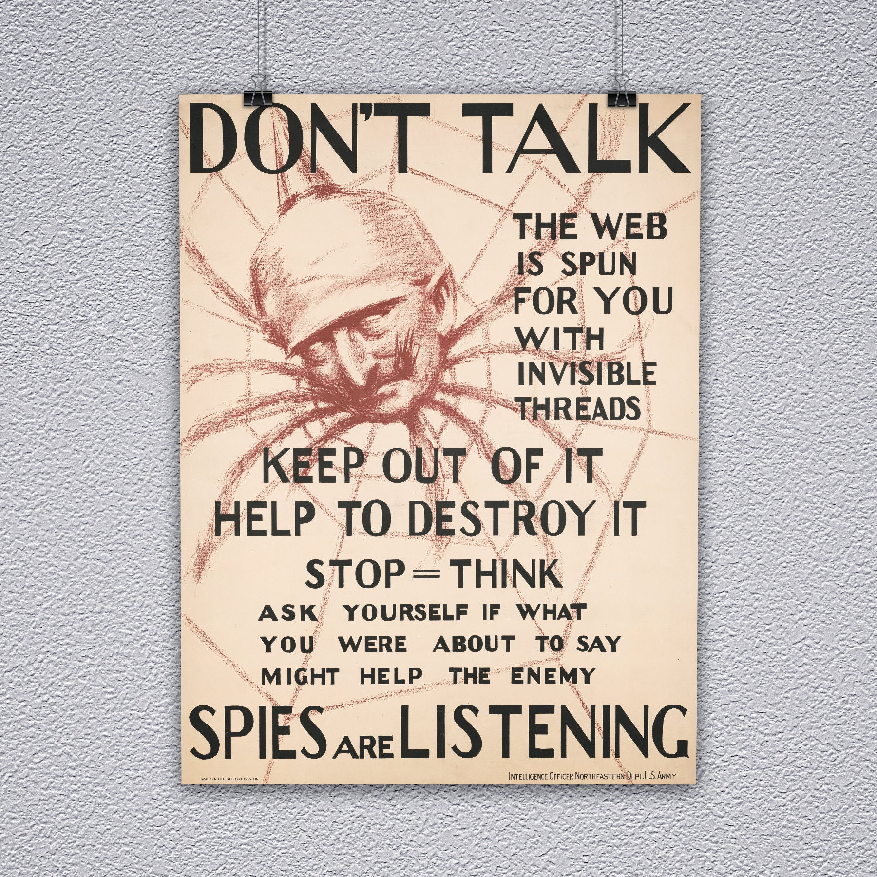 WWI 'spies Are Listening' Vintage Poster Print - Etsy