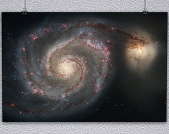 Spiral Galaxy Messier 51 and Companion Poster