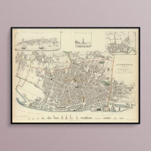 Map of Liverpool, England in the Year 1836, Art Poster Print
