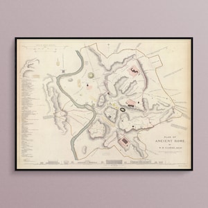 Vintage Map of Ancient Rome Art Poster Print