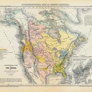 Ethnographic Map of North America, Showing Native American Tribal Territories, Historic Map Poster Print image 2