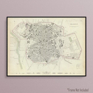 Map of Madrid, Spain in the Year 1831, Art Poster Print