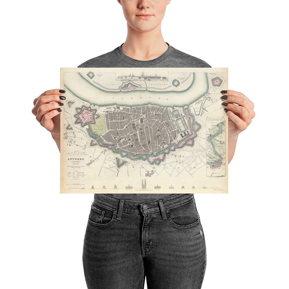 Map of Antwerp, Belgium in the Year 1832, Historic Art Poster Print Etsy