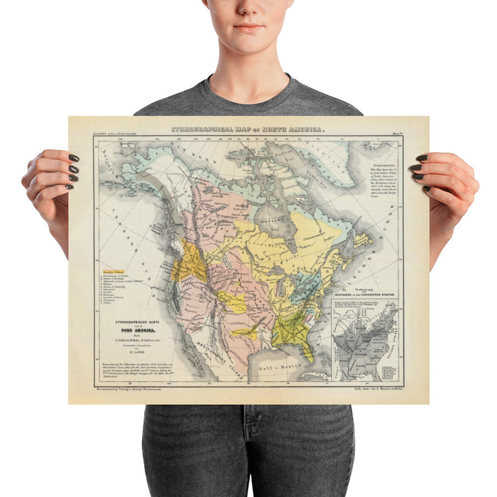 Ethnographic Map of North America, Showing Native American Tribal ...