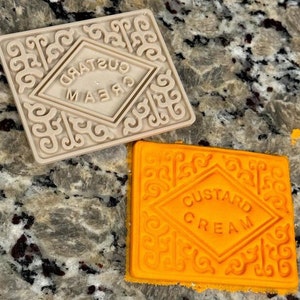 Custard Cream cookie / clay cutter and stamp set - 3D printed