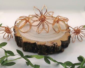 Set of 5 Copper Wire Flowers
