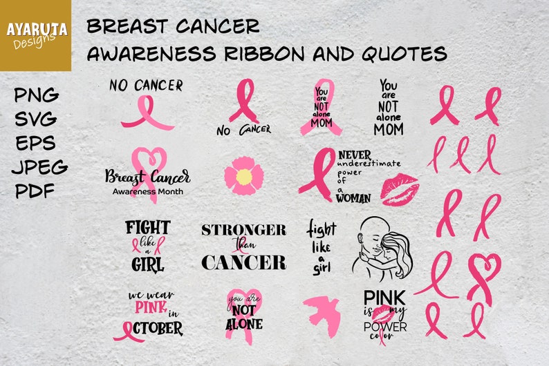 Cancer Fighter Breast Cancer Svg Bundle Svg Png Cancer Awareness Ribbon And Quotes Cancer Awareness Svg Art Collectibles Drawing Illustration Truongsinhhoc Com Vn
