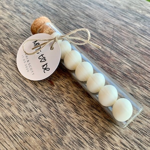 Mints Wedding Kitchen Tea Baby Shower GLASS tube Bomboniere Favours with personalised sticker or tag 30ml - mint to be.