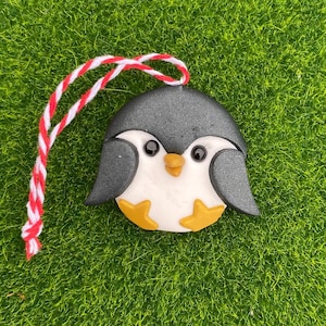 Penguin Christmas Tree Decoration, Polymer Clay Ornament Gift