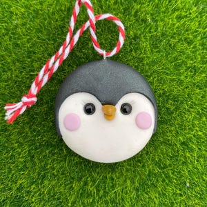 Penguin Christmas Tree Decoration, Polymer Clay Ornament Gift