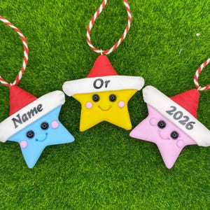 Personalised Star Christmas Tree Decoration, Polymer Clay Ornament Gift