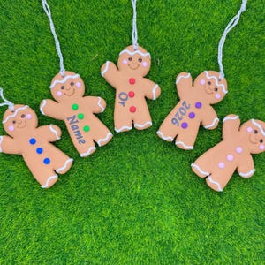 Personalised Gingerbread Men Decoration, Custom Polymer Clay Christmas Tree Ornament Gift,