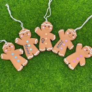 Personalised Gingerbread Men Decoration, Custom Polymer Clay Christmas Tree Ornament Gift,