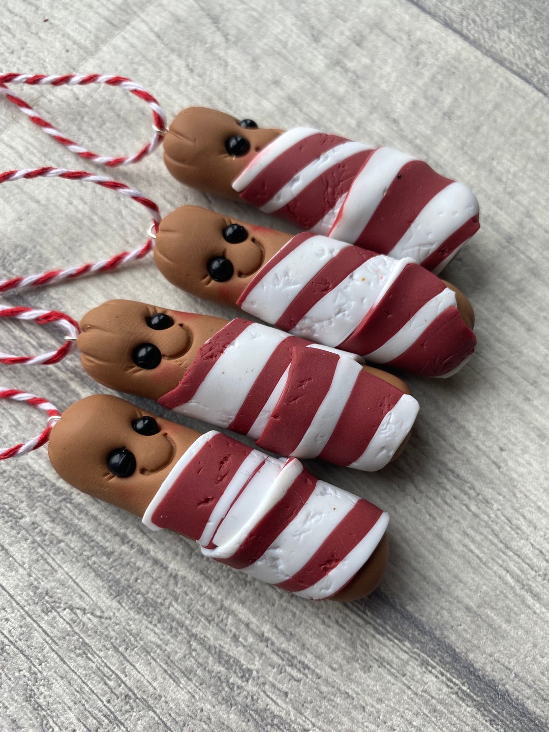 Pigs in Blankets, Christmas Tree Decoration, Clay Ornament, Stocking