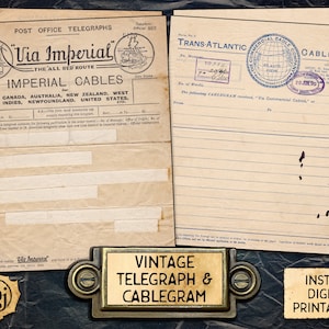 Vintage Cablegram and Telegraph | Printable Digital Download | 2 Different Double-Sided Telegrams from 1890 & 1915!