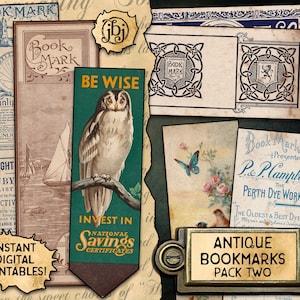 Signets antiques, pack 2 | Téléchargement numérique imprimable | 5 marque-pages vintage différents !
