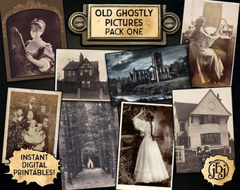 Old Ghostly Pictures, Pack 1 | Digital Download Printables | 8 different spooky images for gothic or halloween projects!