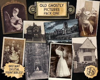 Old Ghostly Pictures, Pack 1 | Digital Download Printables | 8 different spooky images for gothic or halloween projects!