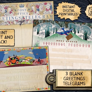 Vintage British Greetings Telegrams | Digital Download Printable | 3 different telegrams