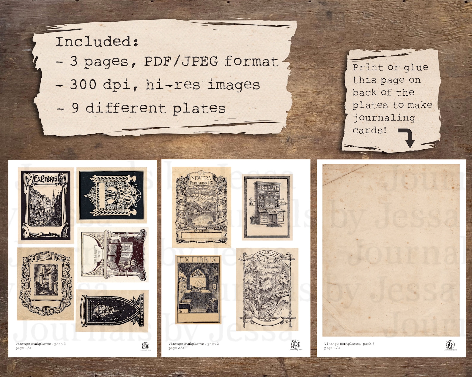 Vintage Bookplates Pack 3 Digital Download Printables 9 | Etsy