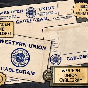 Vintage Cablegram/Telegram & Envelope | Digital Download Printable