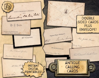 Antique Calling Cards & Envelope | Digital Download Printables | 10 different cards!