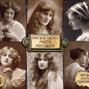 Postales fotográficas Vintage Ladies Glamour - Imprimibles de descarga digital