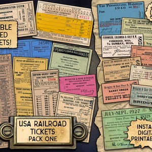 Billetes de tren antiguos de EE. UU. / Descargas digitales imprimibles / ¡19 billetes de tren diferentes!