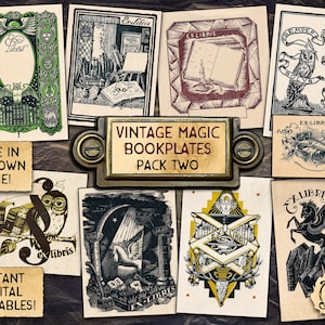 Vintage Zauberhafte Exlibris | Druckbare Digitaler Download | 10 verschiedene Ex Libris Buchdruckplatten!