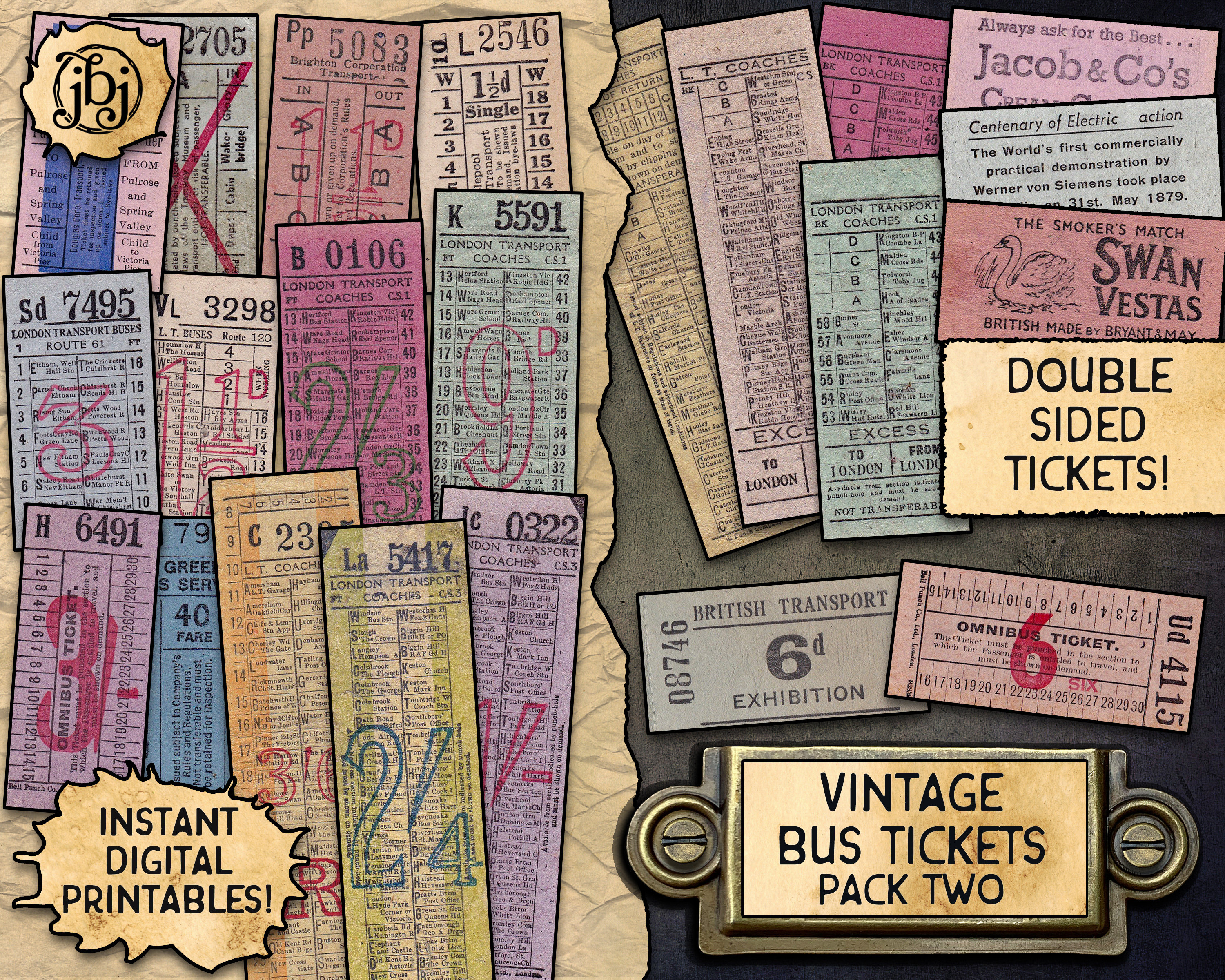 【GM busesセット】◆イギリス ヴィンテージ バス ロールチケット 2個 イギリスヴィンテージバスチケットアソートセット【12枚】 - Cheri