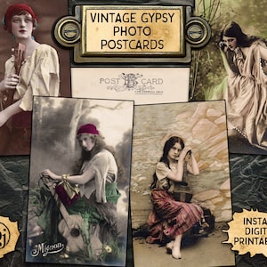 4 Postales fotográficas gitanas vintage / Imprimibles de descarga digital