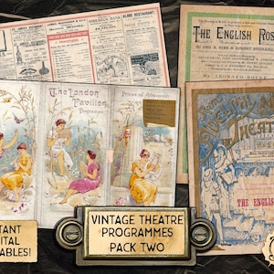 Programas de Teatro Antigo, Pacote 2 | Downloads digitais para impressão | 2 Playbills de 1800!