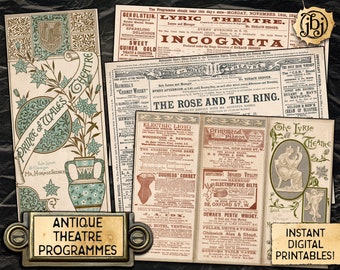 Antique Theatre Programmes | Printable Digital Downloads | 2 Playbills from the 1800s!
