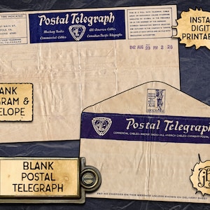 Vintage Postal Telegraph & Envelope | Digital Download Printable | Telegram