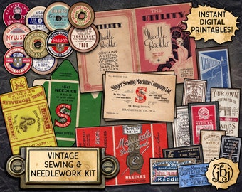 Vintage Sewing & Needlework Digikit | Digital Download Printables