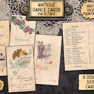 Tarjetas de baile antiguas, paquete 2 / Descargas digitales imprimibles / ¡4 tarjetas diferentes!