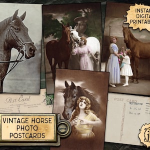 Vintage Pferdefoto-Postkarten - Digital Download Printables
