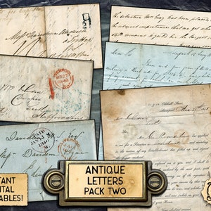 Antike Briefe,Pack 2 | Druckbare Digitaler Download | 3 verschiedene beidseitig handgeschriebene Briefe aus dem 1800 Jahrhundert!