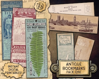 Antique Bookmarks, pack 1 | Digital Download Printables | 5 different vintage book marks!