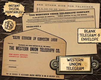 Vintage Telegram & Envelope | Digital Download Printable