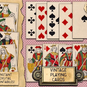 24 carte da gioco vintage / Download digitale stampabile / Selezione di carte da gioco a doppia faccia!