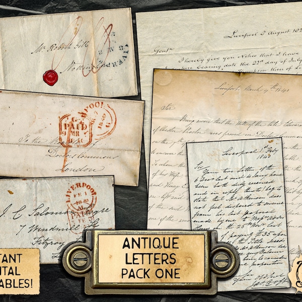 Antique Letters, Pack One | Printable Digital Download | 3 Different Double-Sided Handwritten Letters from the 1800s!