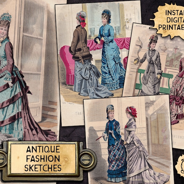 Antique Fashion Plates 1880 - Digital Download Printables