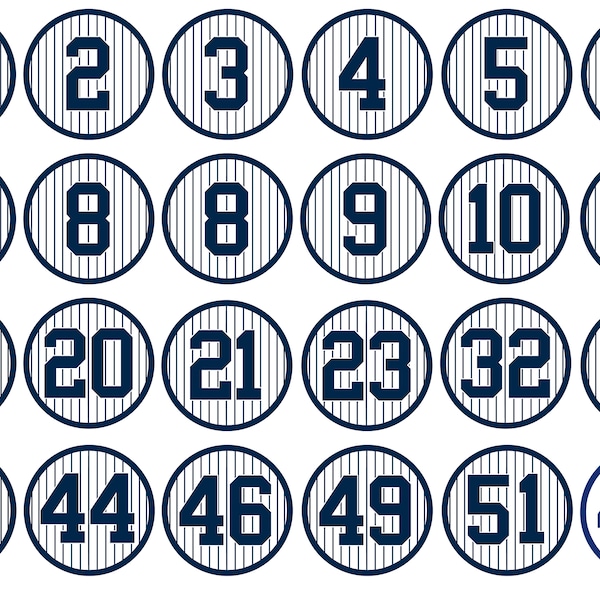 Yankee Retired Numbers Svg Etsy
